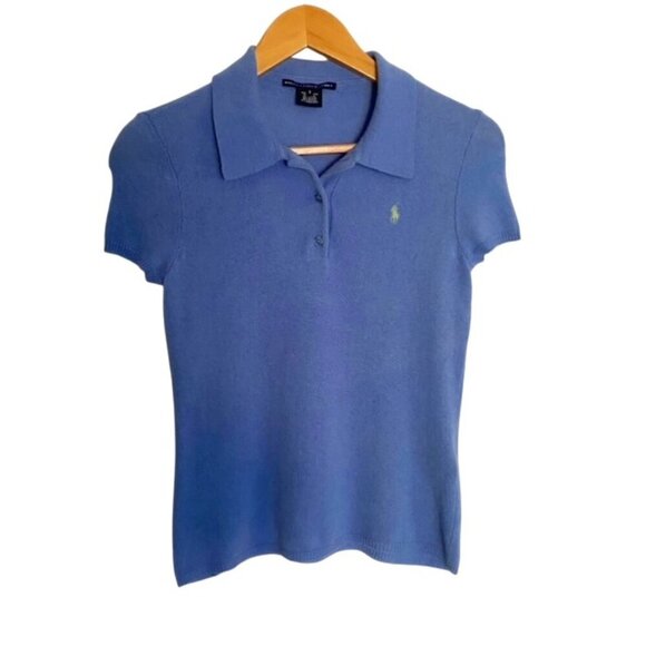 Ralph Laruen Sport Blue Wool Blend Polo Sweater Small - Picture 1 of 3